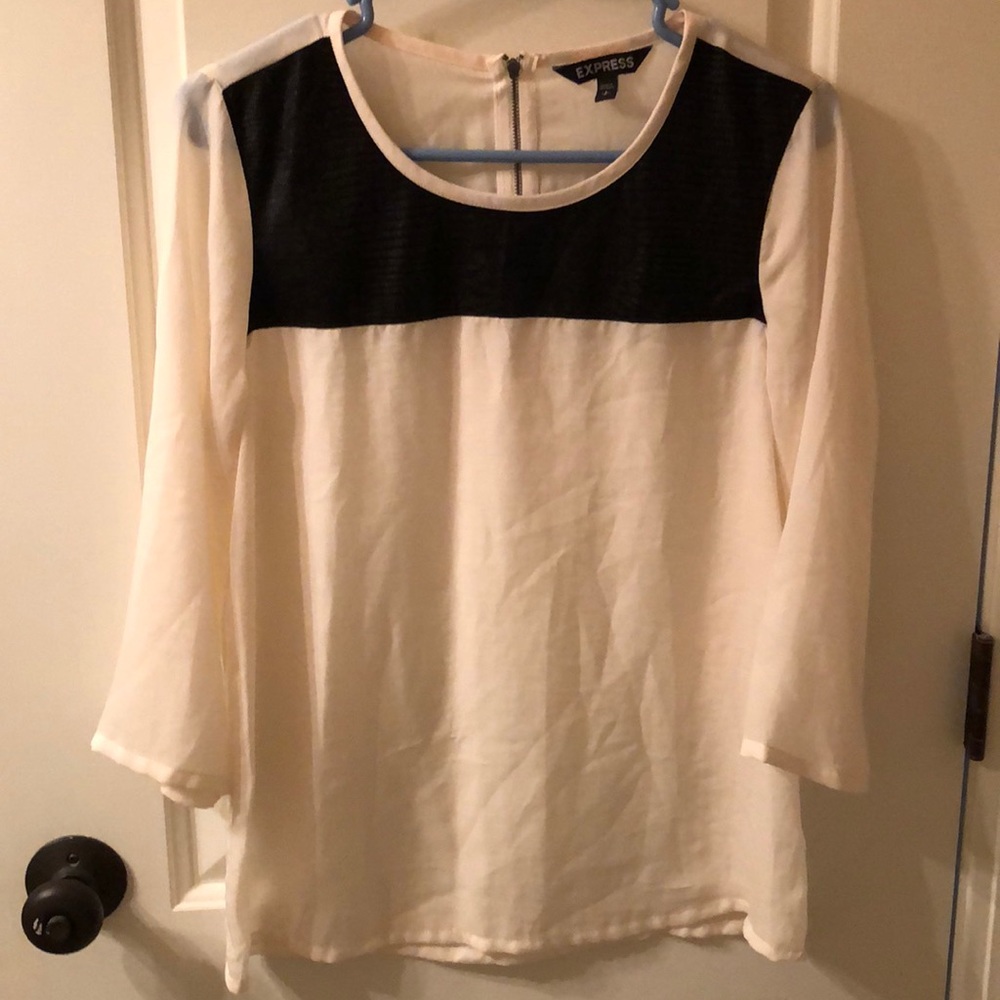 Express blouse w/ black leather detail size small